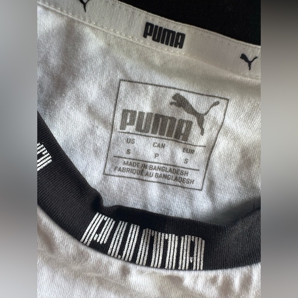 NEW Puma Cropped White Ringer Logo Tee S - Picture 8 of 12
